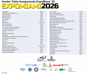 Vendor Table Assignments ExpoMiami 2026 021826